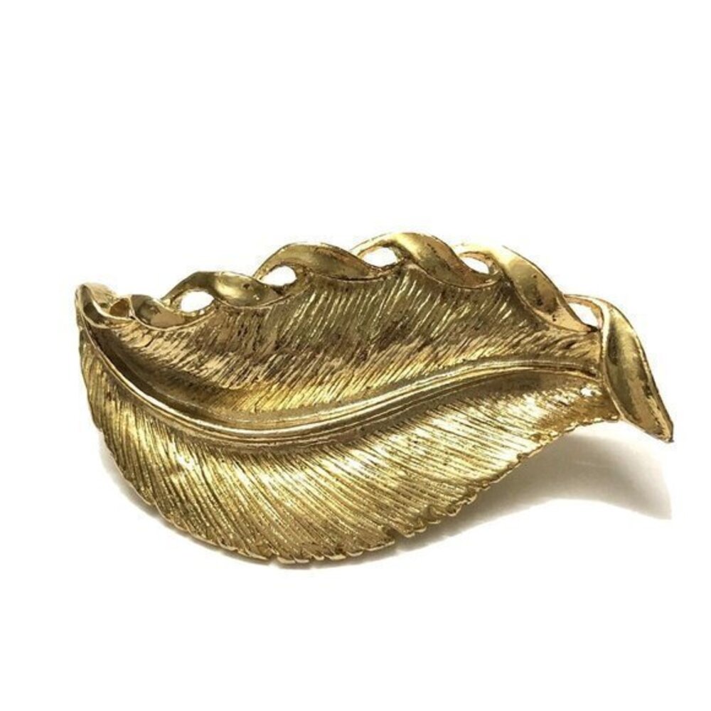 Vintage Gerrys Leaf Brooch Gold Plated 2” Signed